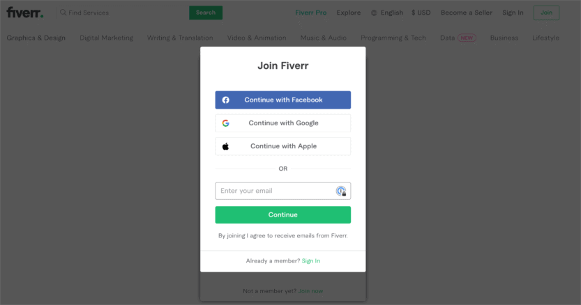 Join Fiverr